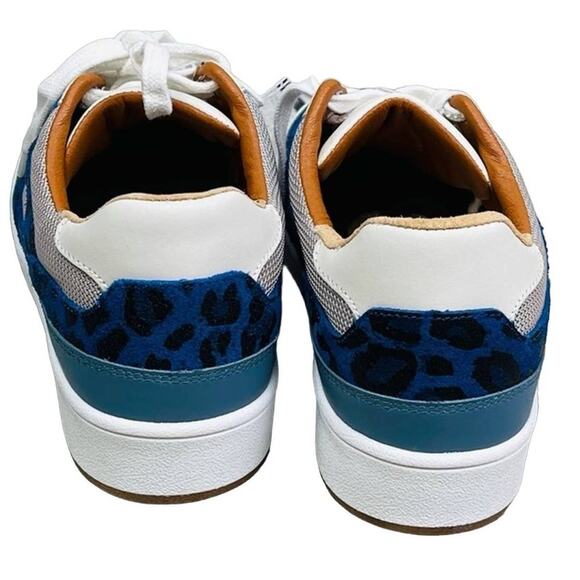 Lucky Brand Hennia Navy Leopard Mesh Colorblock Skater Lace Up Sneaker 6 New - Picture 3 of 4